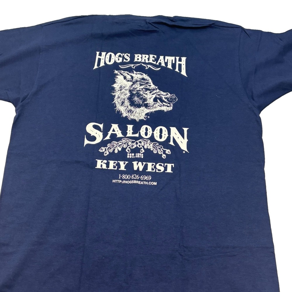Vintage Hogs Breath Saloon Key West T-Shirt Mens XL Blue Single Stitch 90s